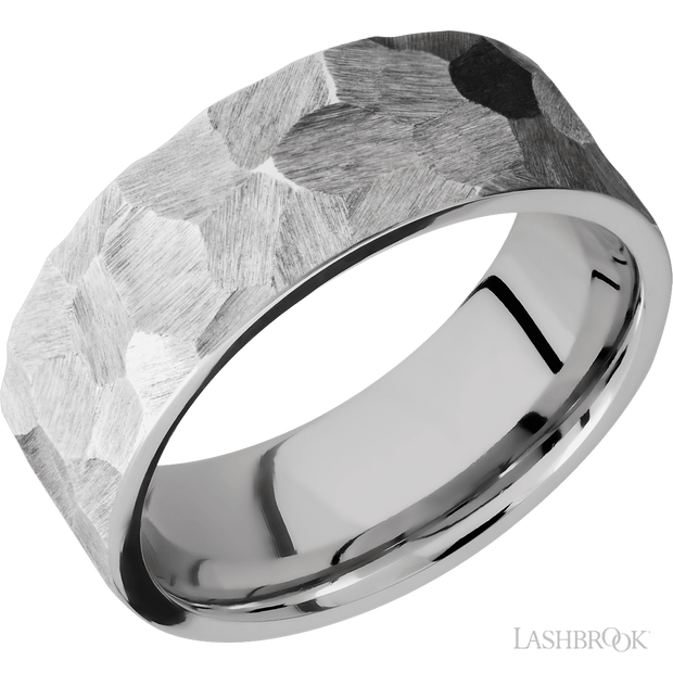 Lashbrook 8 Mm Wide Flat 14K White Gold Band. Finish Rock.