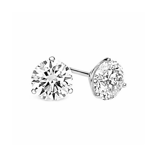 14K White Gold Diamond Stud Earrings Featuring 2=1.04Tw Round G SI1 Diamonds Set In A Three Prong Mounting