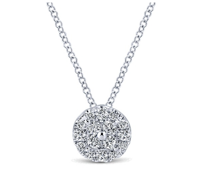 14k White Gold Gabriel & Co. Diamond Cluster Necklace