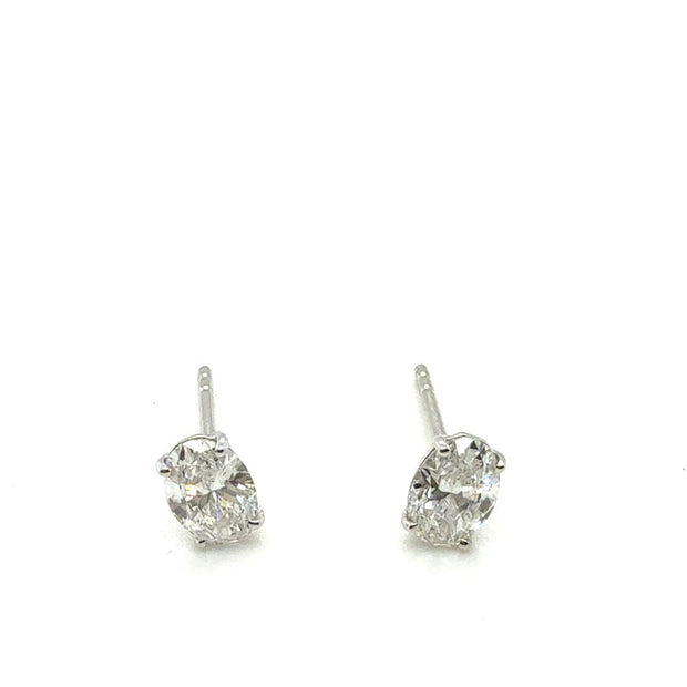 14K White Gold Diamond Stud Earrings