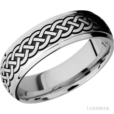 Lashbrook 7 Mm Wide/Domed Stepped Down Edges/Cobalt Chrome Band With A Laser Carved Celtic 9 Pattern