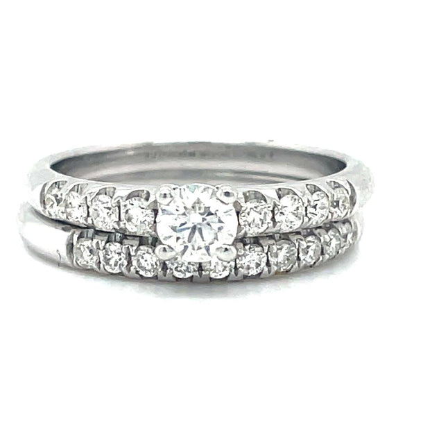 14K White Gold Diamond Engagement Ring Set