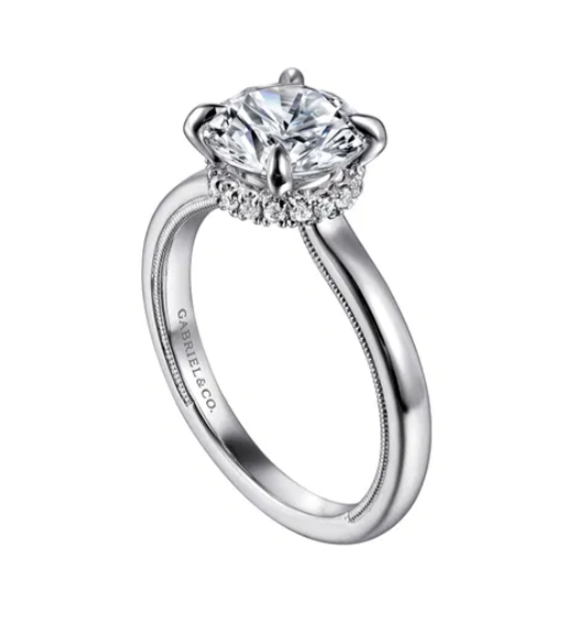 Gabriel & Co 14K White Gold Diamond Hidden Halo Engagement Ring Mounting