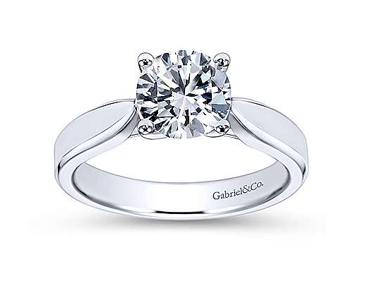 14k White Gold Gabriel & Co. Solitaire Diamond Engagement Ring