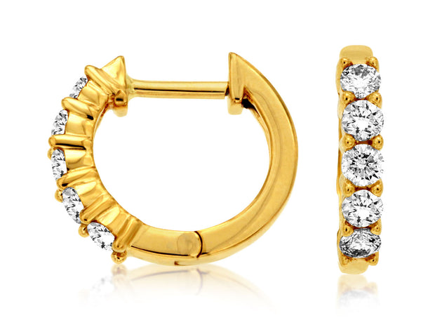 14K Yellow Gold Diamond Hoop Earrings
