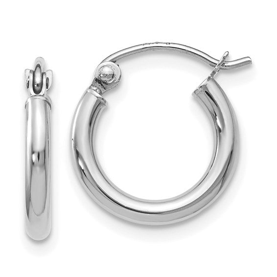 14k White Gold Small Hoop Earrings