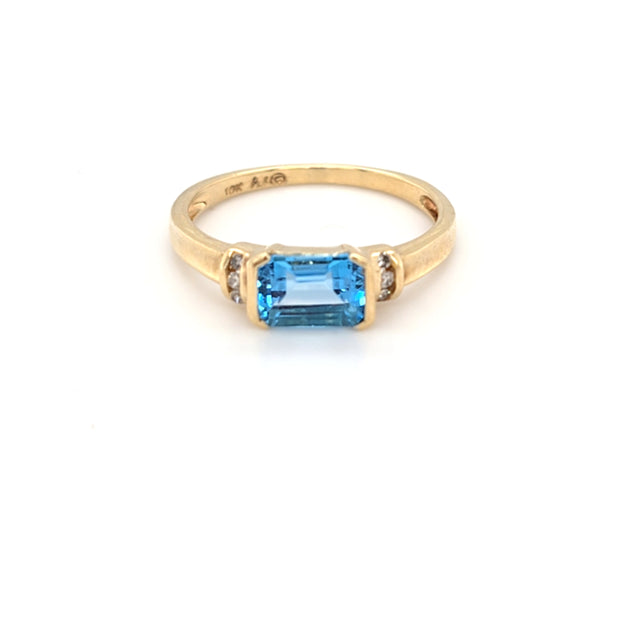 Estate 10K Yellow Gold Diamond Topaz Ring
