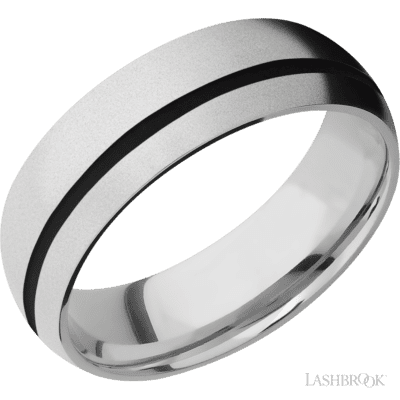 Lashbrook 7 Mm Wide/Domed/Cobalt Chrome Band With One 1 Mm Off Center Inlay Of Black