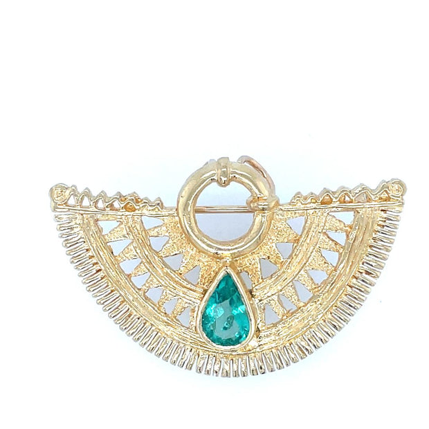Estate 18K and Emerald Pin/ Pendant