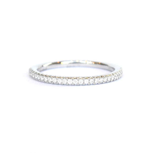 14K White Gold Part Way Around Diamond Wedding Band