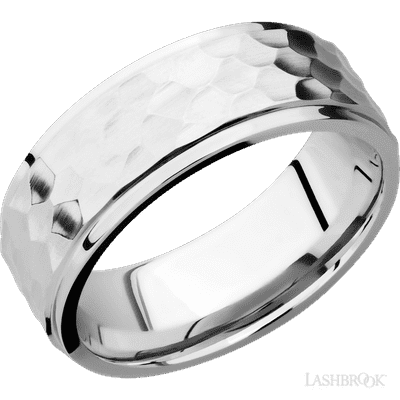 Lashbrook 8 Mm Wide Flat Grooved Edges 14K White Gold Band