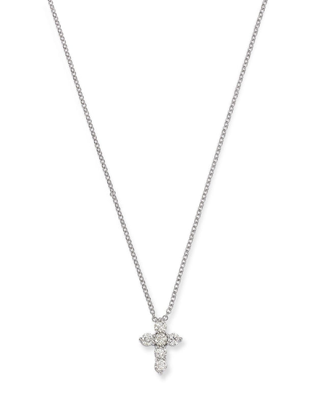 14K White Gold Diamond Cross Pendant