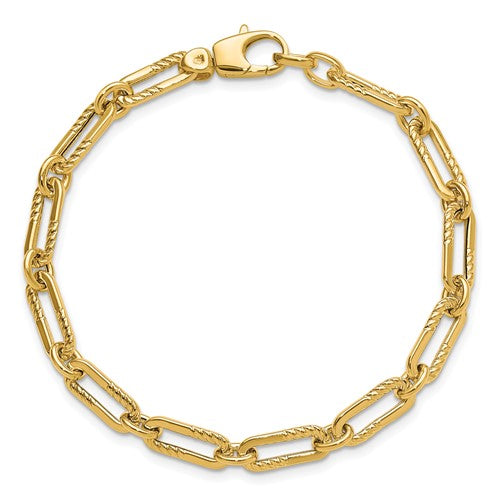 Leslie's 14K Polished Fancy Oval Paperclip Link Bracelet 7" In Length