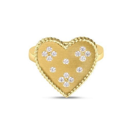 Roberto Coin 18K YELLOW GOLD VENETIAN PRINCESS MEDIUM HEART MEDALLION RING