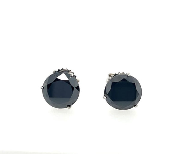 14K White Gold Black Diamond Stud Earrings