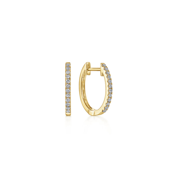Gabriel & Co, 14K Yellow Gold 15mm Pave Diamond Huggie Earrings