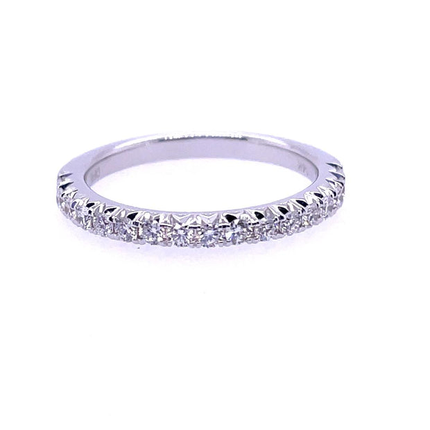 14k White Gold and Diamond Wedding Band