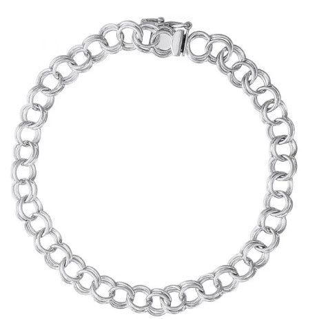 Sterling Silver Double Link Charm Bracelet