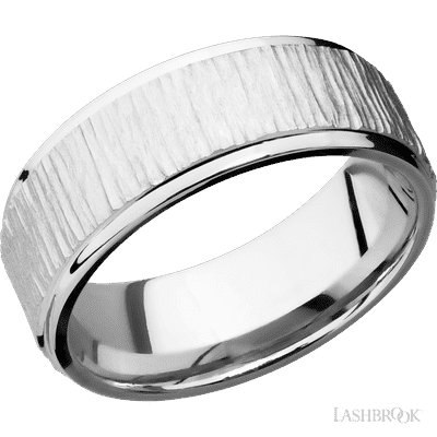 Lashbrook 8 Mm Wide Flat Grooved Edges 14K White Gold Band