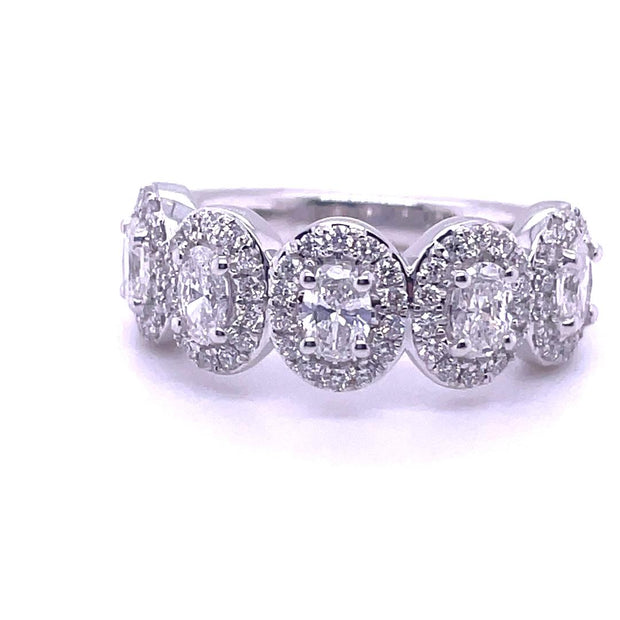 14k White Gold Diamond Cluster Wedding Band