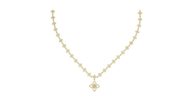 Roberto Coin 18K YELLOW GOLD PRINCIPESSA FLOWER CHAIN & DIAMOND FLOWER PENDANT NECKLACE