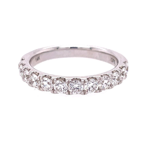 White 14 Karat Common Prong Wedding Band With 1.00Tw Round Diamonds