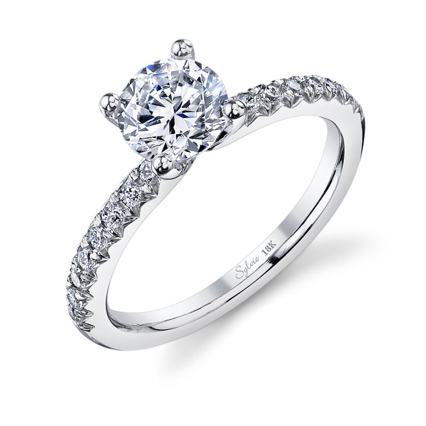 14k White Gold Sylvie Collection Diamond Engagement  Ring