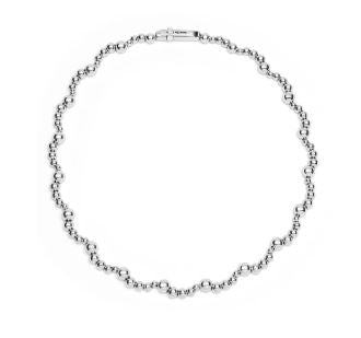 Silver Beaded Scalloped Necklace