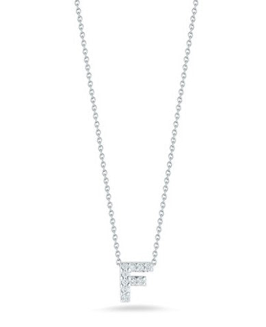 Roberto Coin 18K WHITE GOLD TINY TREASURES DIAMOND LOVE LETTER “F” NECKLACE