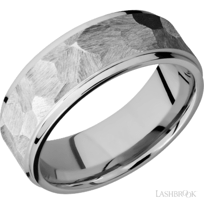 Lashbrook 8 Mm Wide Flat Grooved Edges 14K White Gold Band