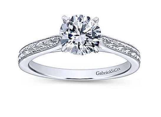 14kWhite Gold Gabriel & Co. Vintage Diamond Engagement Ring
