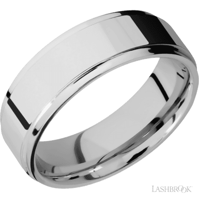 Lashbrook 7 Mm Wide Flat Grooved Edges Cobalt Chrome Band