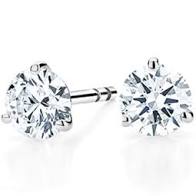 Diamond Earrings 14K White Gold Three Prong Stud Earrings Featuring Two Round  H Si2 Diamonds For A Total Weight Of .31CT