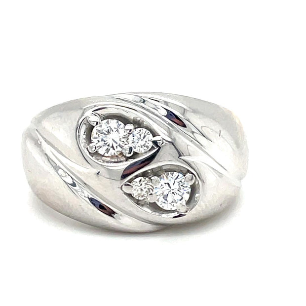 14K White Gold and Diamond Fashion Ring