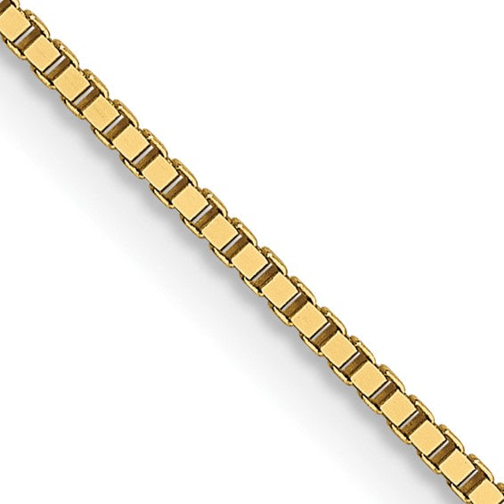 Gold Chain 14K Yellow Gold .8mm Box Chain Lobster Clasp Length 20"