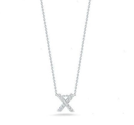 Roberto Coin 18K WHITE GOLD TINY TREASURES DIAMOND LOVE LETTER “X” NECKLACE