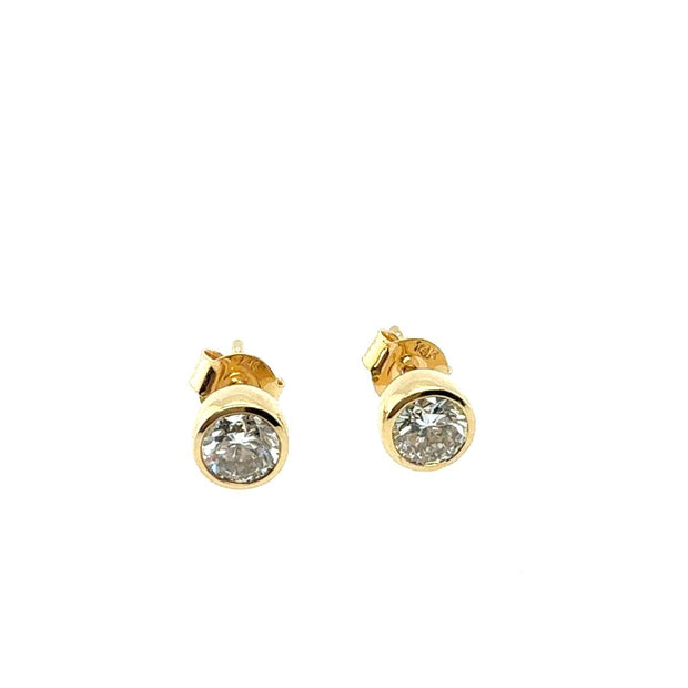 14K Yellow Gold Diamond Bezel Earrings