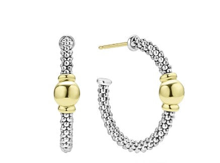 LAGOS Sterling Silver & 18K Caviar Station Hoops