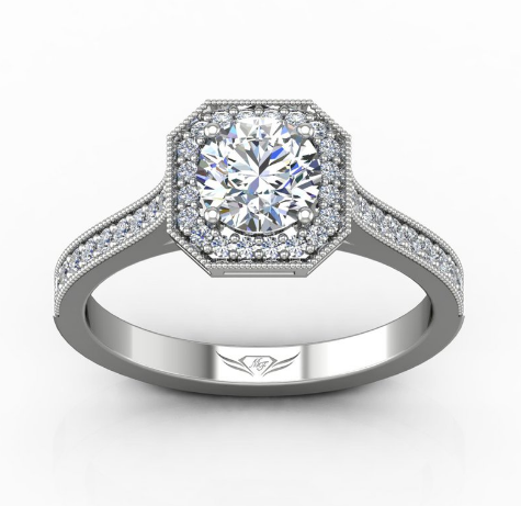 14k White Gold Martin Flyer Halo Diamond Engagement Ring