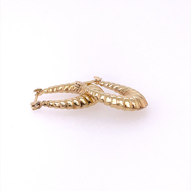 14K Yellow Gold Puffy Shrimp Huggie Hoop Earrings