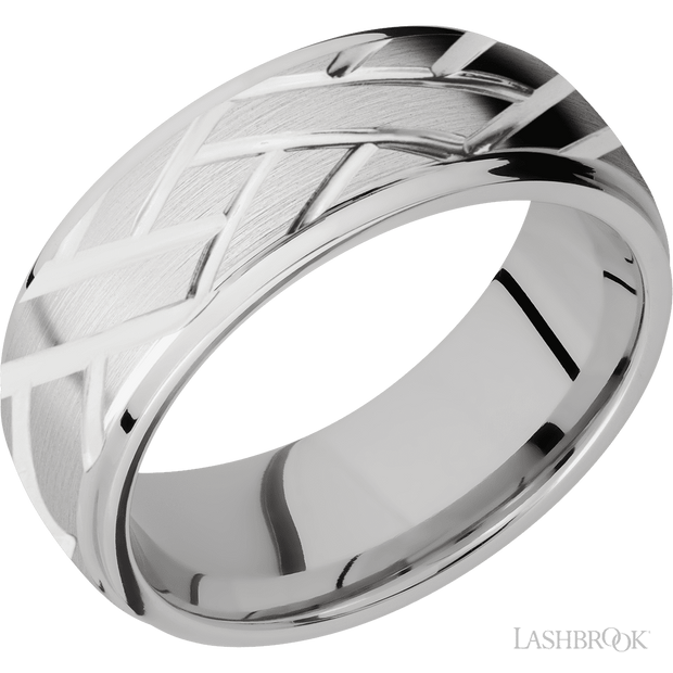 Lashbrook 8 Mm Wide/Domed Stepped Down Edges/14K White Gold Band