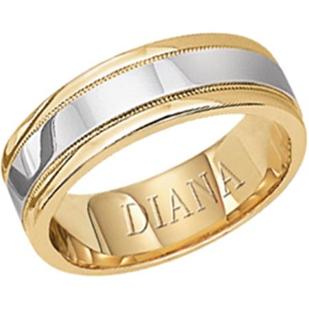 14K Two-Tone Comfort FIt Goldman Luxe Wedding Band Featuring Milgrain Detail