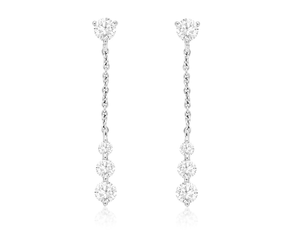 14K White Gold Diamond Drop Earrings