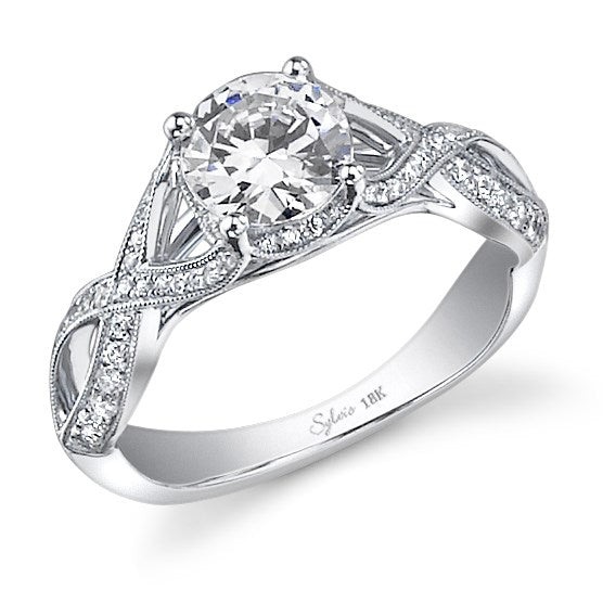 18K White Gold Diamond Sylvie Collection Engagement Ring