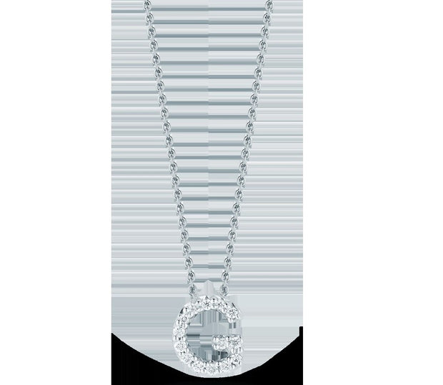 Roberto Coin 18K WHITE GOLD TINY TREASURES DIAMOND LOVE LETTER “G” NECKLACE