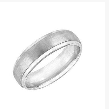 18K White Gold Comfort Fit Goldman Luxe Wedding Band Featuring Brushed Finish And Rolled Edge