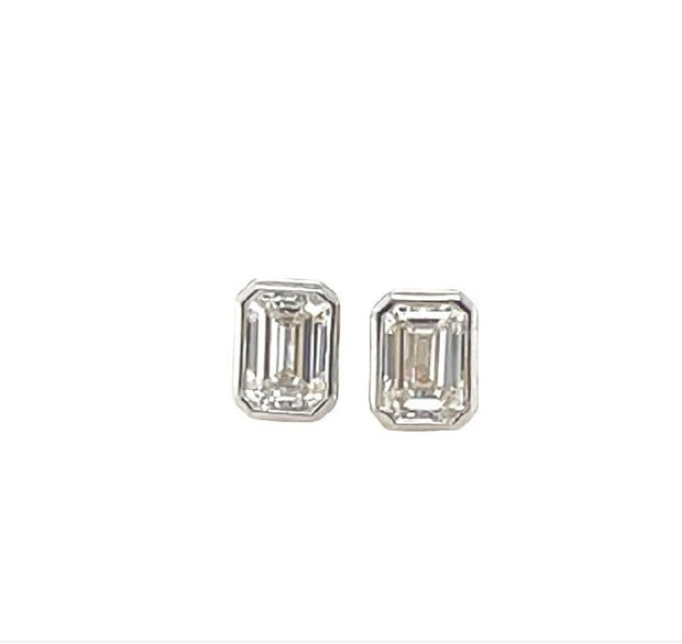 14K Yellow Gold Emerald Diamond Stud Earrings