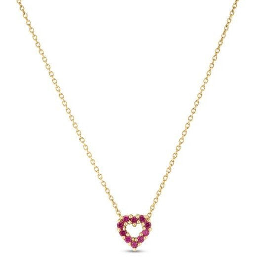 Roberto Coin 18K YELLOW GOLD TINY TREASURES DIAMOND AND RUBY REVERSIBLE HEART NECKLACE