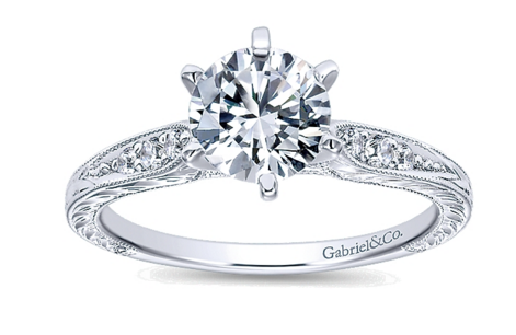 14k White Gold Gabriel & Co. Diamond Engagement Ring