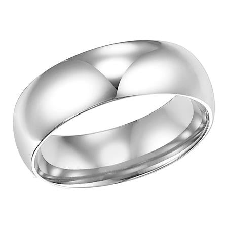 14K White Gold Comfort Fit Goldman Luxe Wedding Band Featuring High Polish Finish